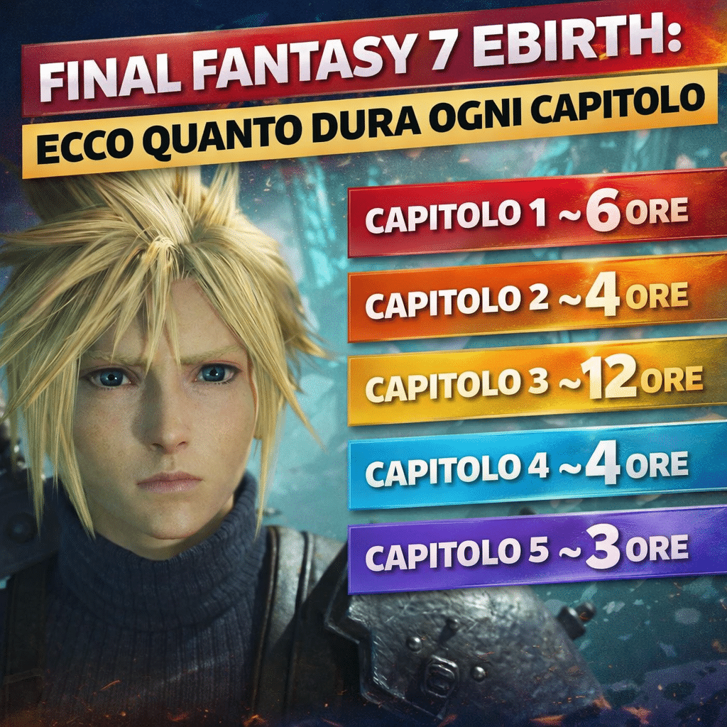 Final Fantasy 7 Rebirth: durata di ogni capitolo