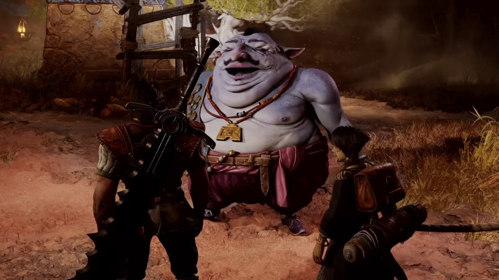 non è un boss, ma ti svuota comunque il portafogli. questo npc gigantesco, color lavanda e con l’aria da venditore di tappeti magici, è uno dei personaggi secondari più riusciti di blades of fire.
