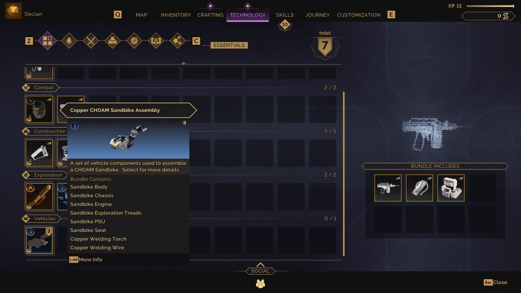interfaccia di crafting avanzato: il sistema di costruzione veicoli in dune awakening è dettagliato e tecnico, perfetto per chi ama gestire risorse e componenti con precisione chirurgica.