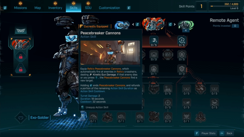 l’albero abilità di rafa: qui puoi vedere i peacebreaker cannons in azione, una delle skill più aggressive del personaggio. automatismo, targeting multiplo e cooldown gestibile. costruire la build giusta è più profondo che mai, parola di luke.