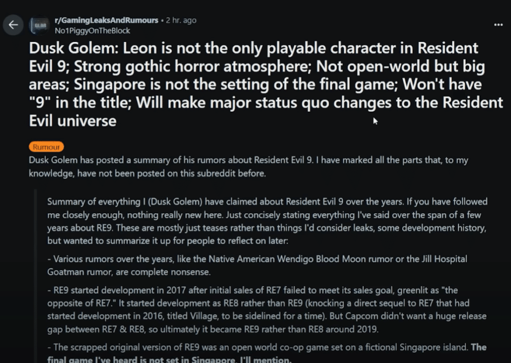 resident evil 9 esiste da anni, ma la sua forma è cambiata mille volte. da un open world a singapore a una versione gotica horror con leon protagonista. questo è il punto in cui tutto cambia. sei pronto?