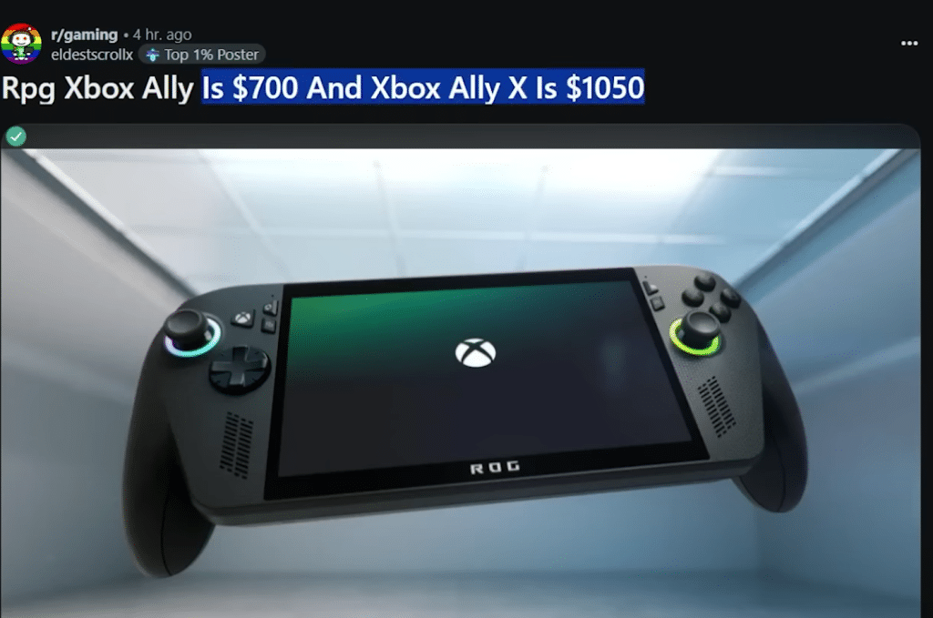 xbox ally: console portatile da 1000$ e nessun gioco?