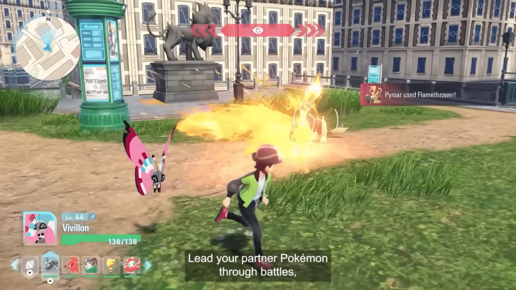 vivillon e pyroar si affrontano nella demo di leggende pokémon z-a