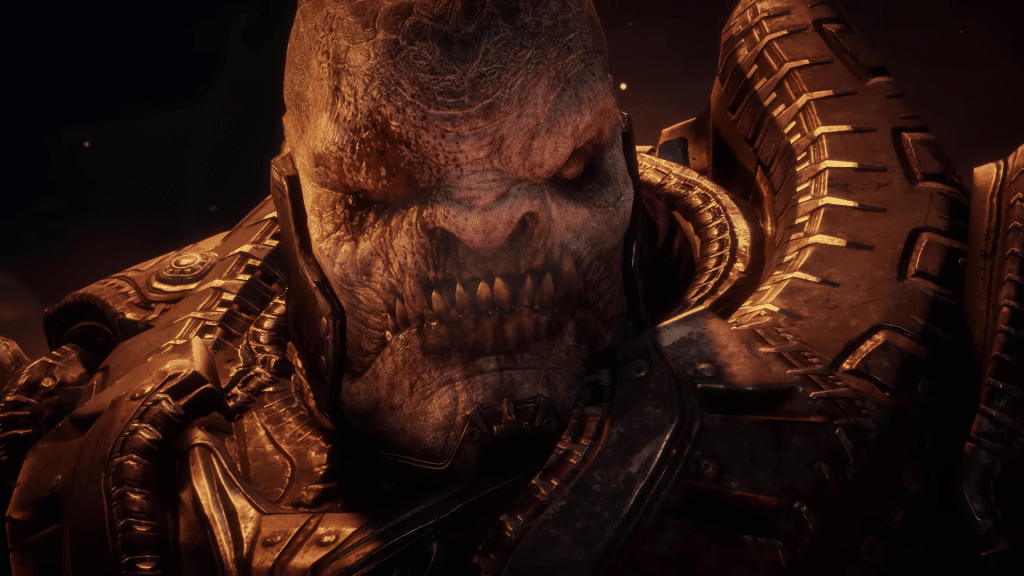 primo piano di una locusta in gears of war reloaded, remaster su ps5 pro a 120 fps
