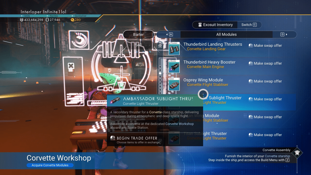 scambio moduli nel corvette workshop