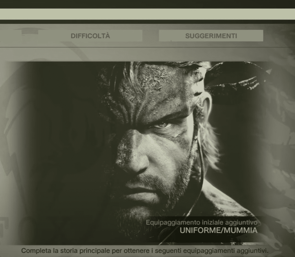 metal gear solid 3 delta – uniforme mummia come bonus iniziale