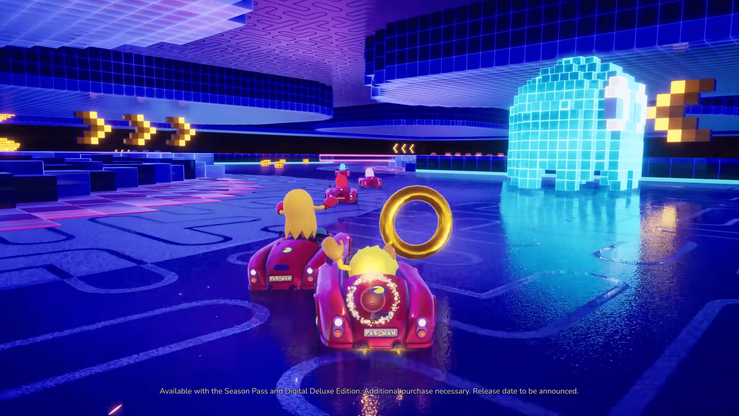 gara su circuito neon con pac-man come guest in sonic racing crossworlds.