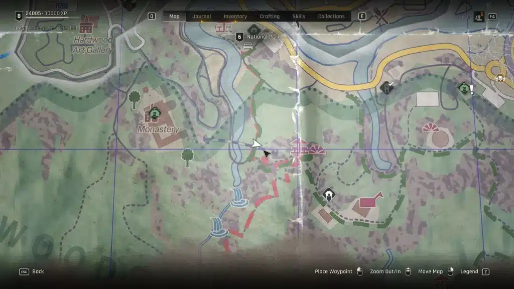 la posizione sulla mappa dove iniziare l’easter egg di harry potter e minecraft in dying light the beast (1)