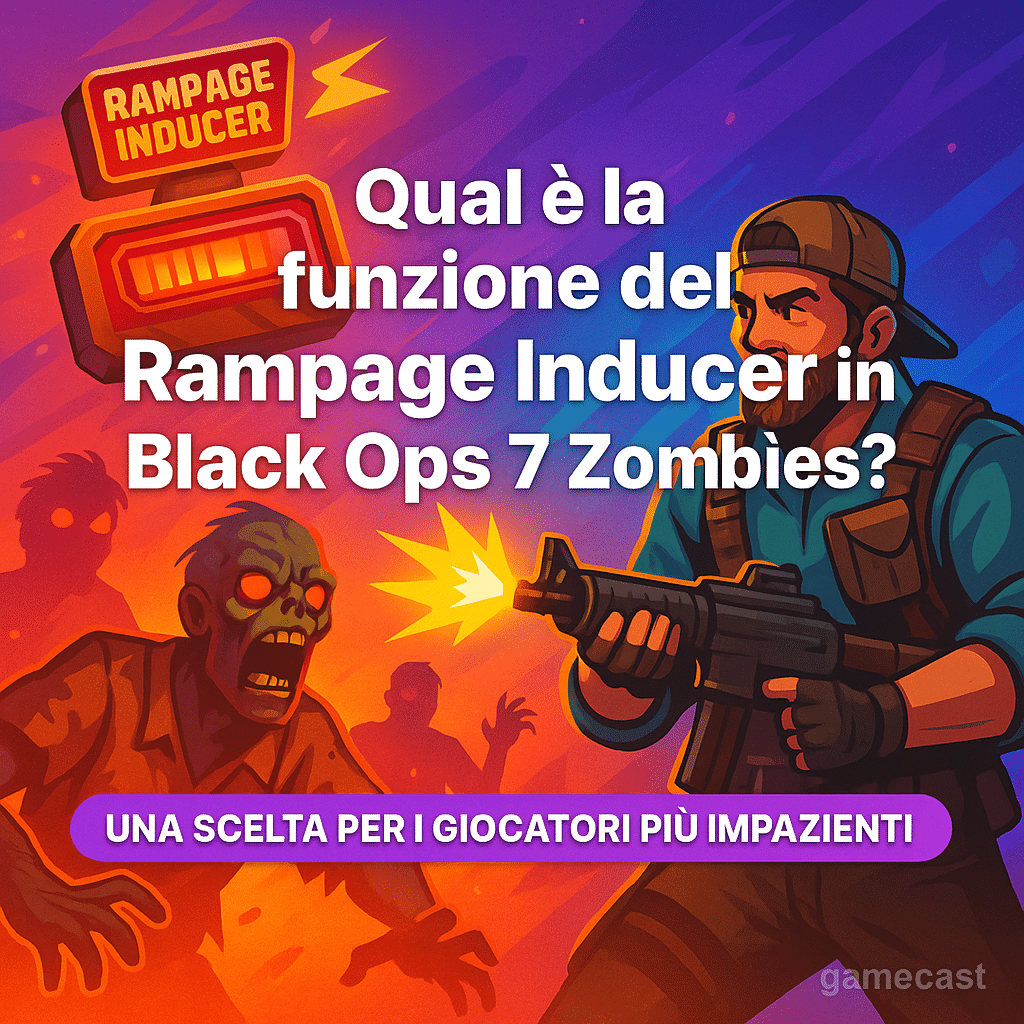 rampage | un soldato punta un'arma contro uno zombie dagli occhi luminosi; testo in italiano sul rampage inducer di black ops 7 zombies.