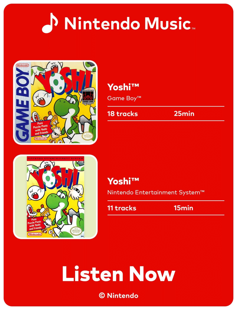 yoshi nes & game boy soundtracks join nintendo music this week