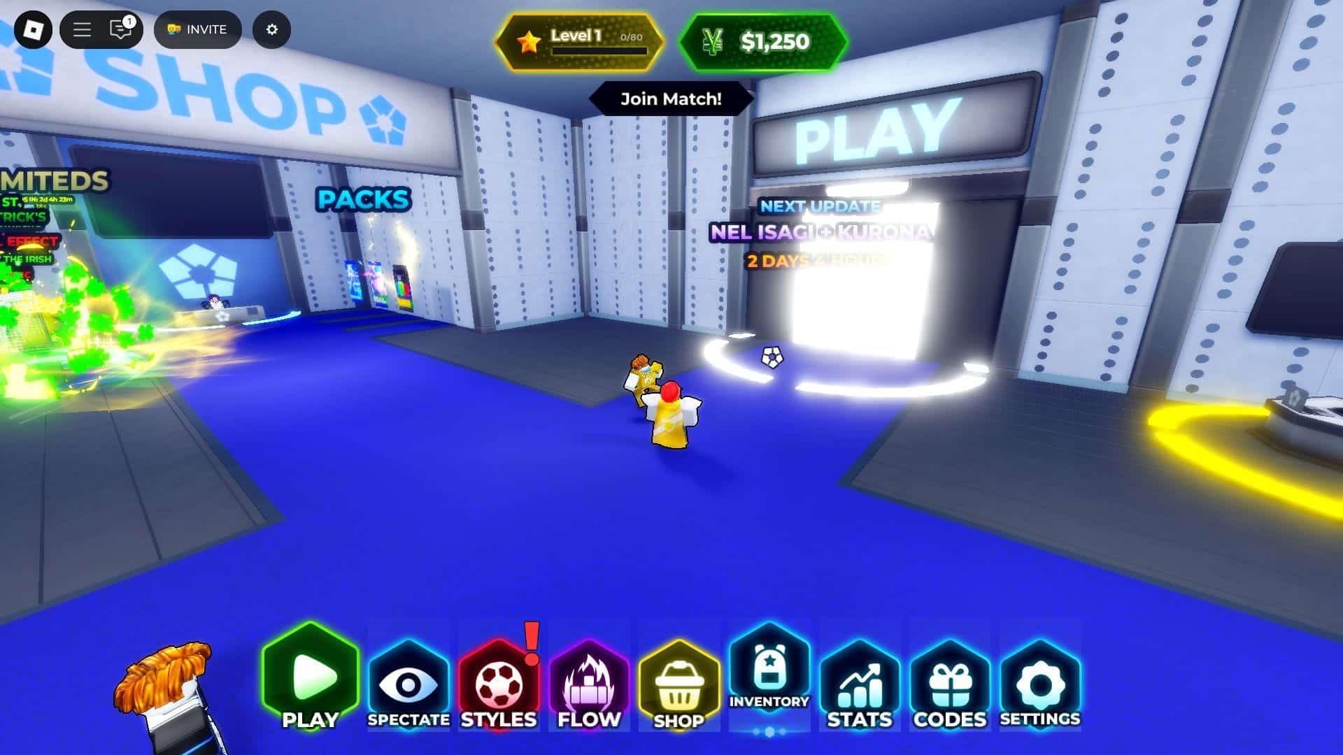 lobby di blue lock rivals con il menu codes