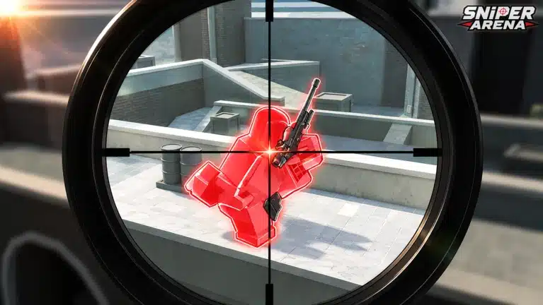 sniper arena su roblox: mirino da cecchino durante una partita