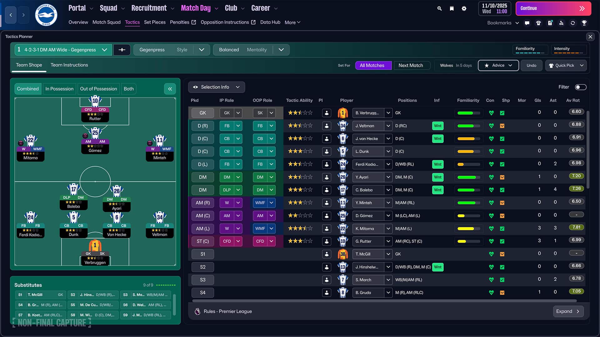interfaccia tattica di football manager 26, come confronto storico