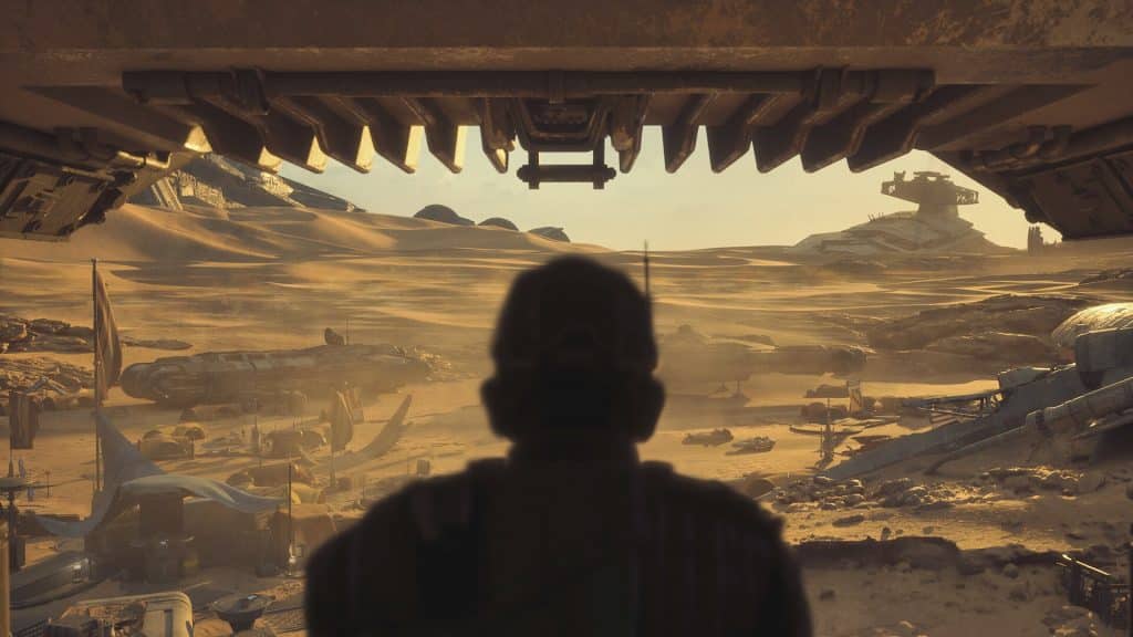 star wars galactic racer, paddock e circuito su jakku