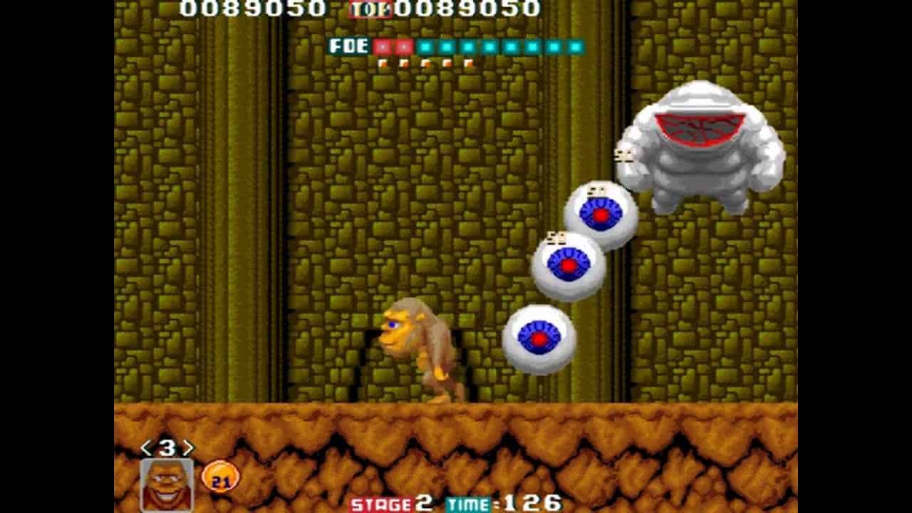 toki arcade 1989, uno scontro con un boss nella versione originale